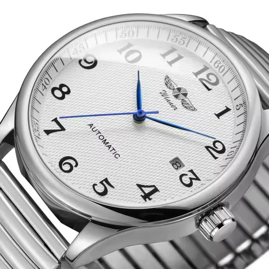 T-Winner Men’s Mechanical Watch – Silver Round Dial, Stainless Steel Strap