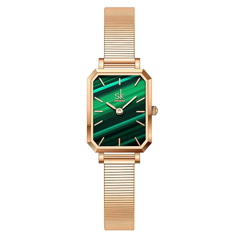 SK Luxury Women’s Quartz Watch – Rectangle Dial, Stainless Steel or Leather Strap Wristwatch