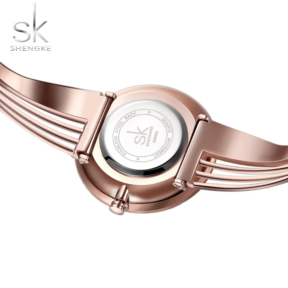 SK Women’s Quartz Watch – Fashion Stainless Steel Bracelet Wristwatch with Round Dial