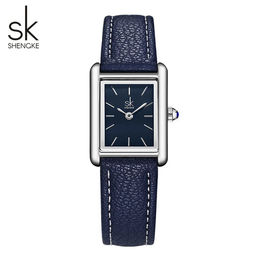 SK Women’s Square Quartz Watch – Leather Strap, Water-Resistant Luxury Wristwatch