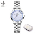 SK Women’s Quartz Watch – Candy Color Dial, Stainless Steel Strap, Waterproof Wristwatch