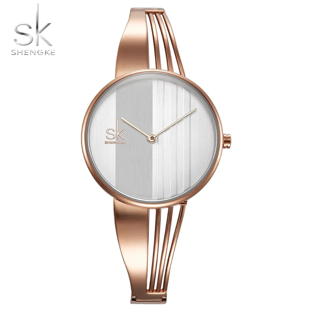 SK Women’s Quartz Watch – Fashion Stainless Steel Bracelet Wristwatch with Round Dial