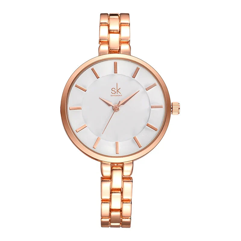 SK Women’s Quartz Bracelet Watch – Elegant Waterproof Alloy Wristwatch