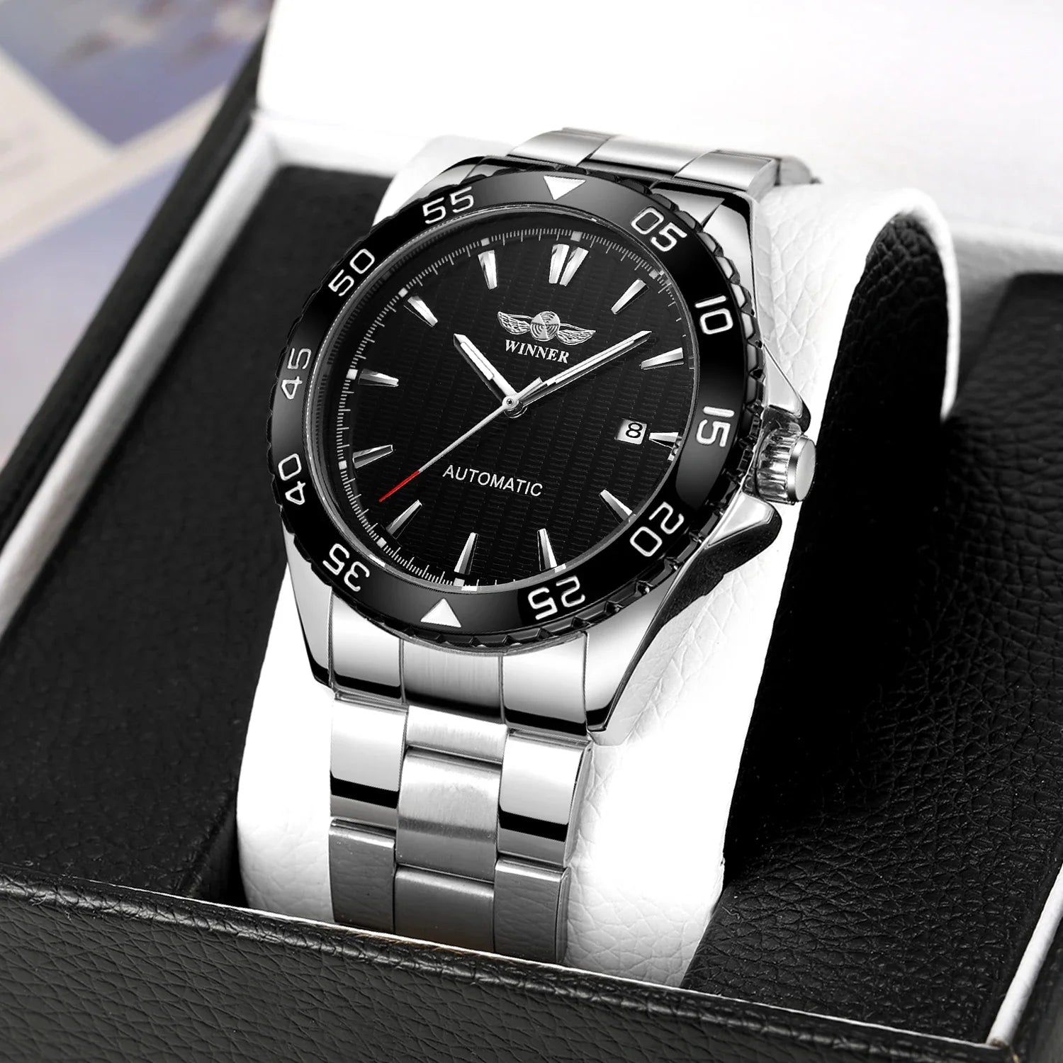 T-Winner Men’s Tachymeter Stainless Steel Automatic Watch – Fashionable Wristwatch