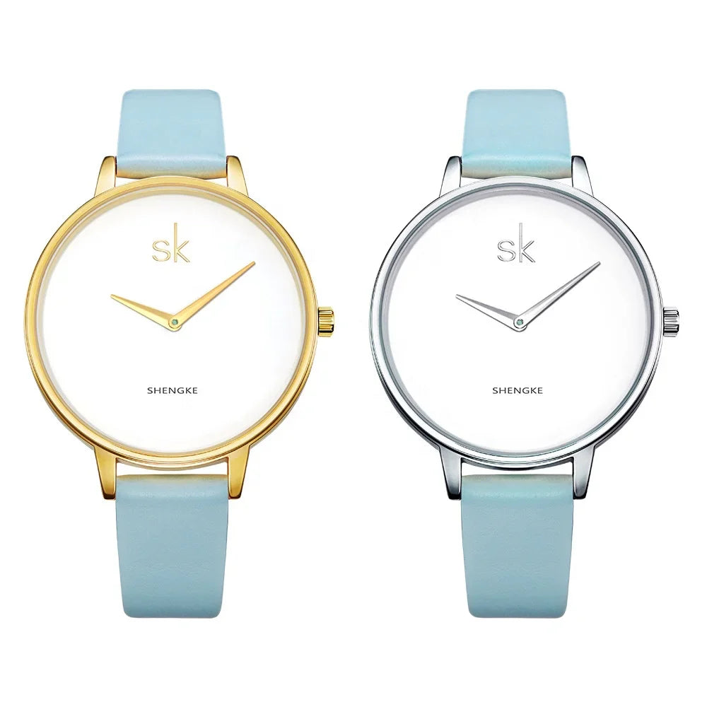 SK Women’s Quartz Watch – Leather Strap Wristwatch with 3ATM Waterproof Design