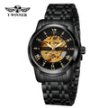 T-WINNER Men’s Mechanical Watch – Luminous Transparent Dial Stainless Steel Band