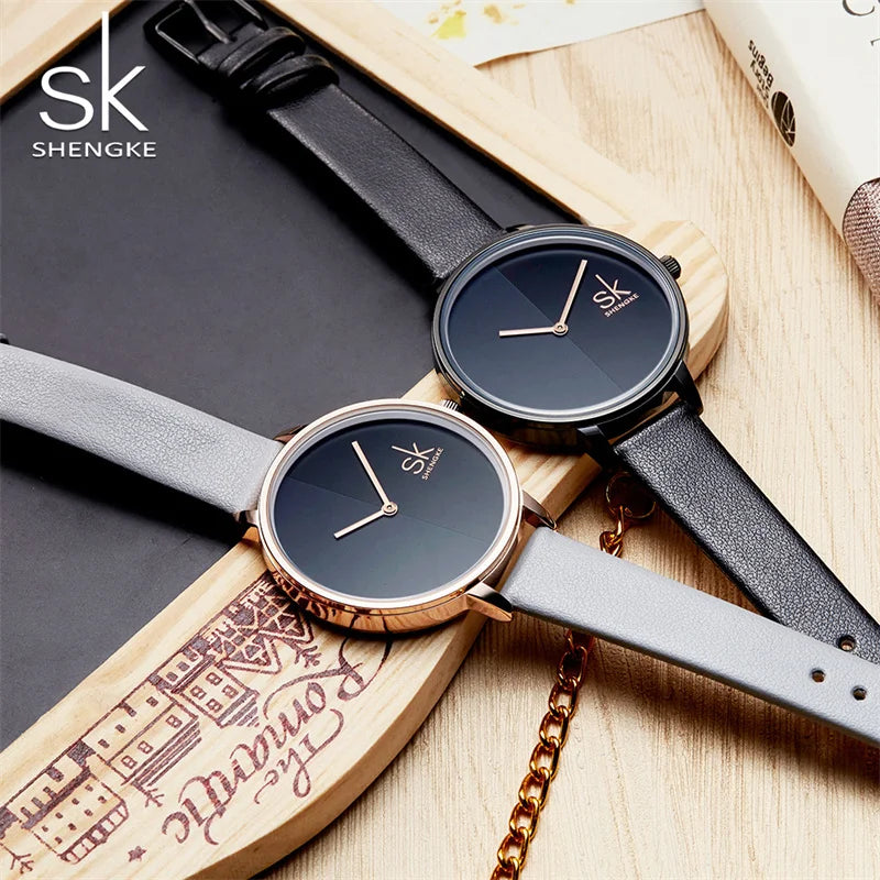 SK Classic Women’s Quartz Watch – Fashion Leather Strap Waterproof Wristwatch