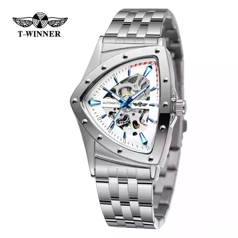 T-Winner Men’s Mechanical Watch – Triangular Dial Automatic Stainless Steel Band