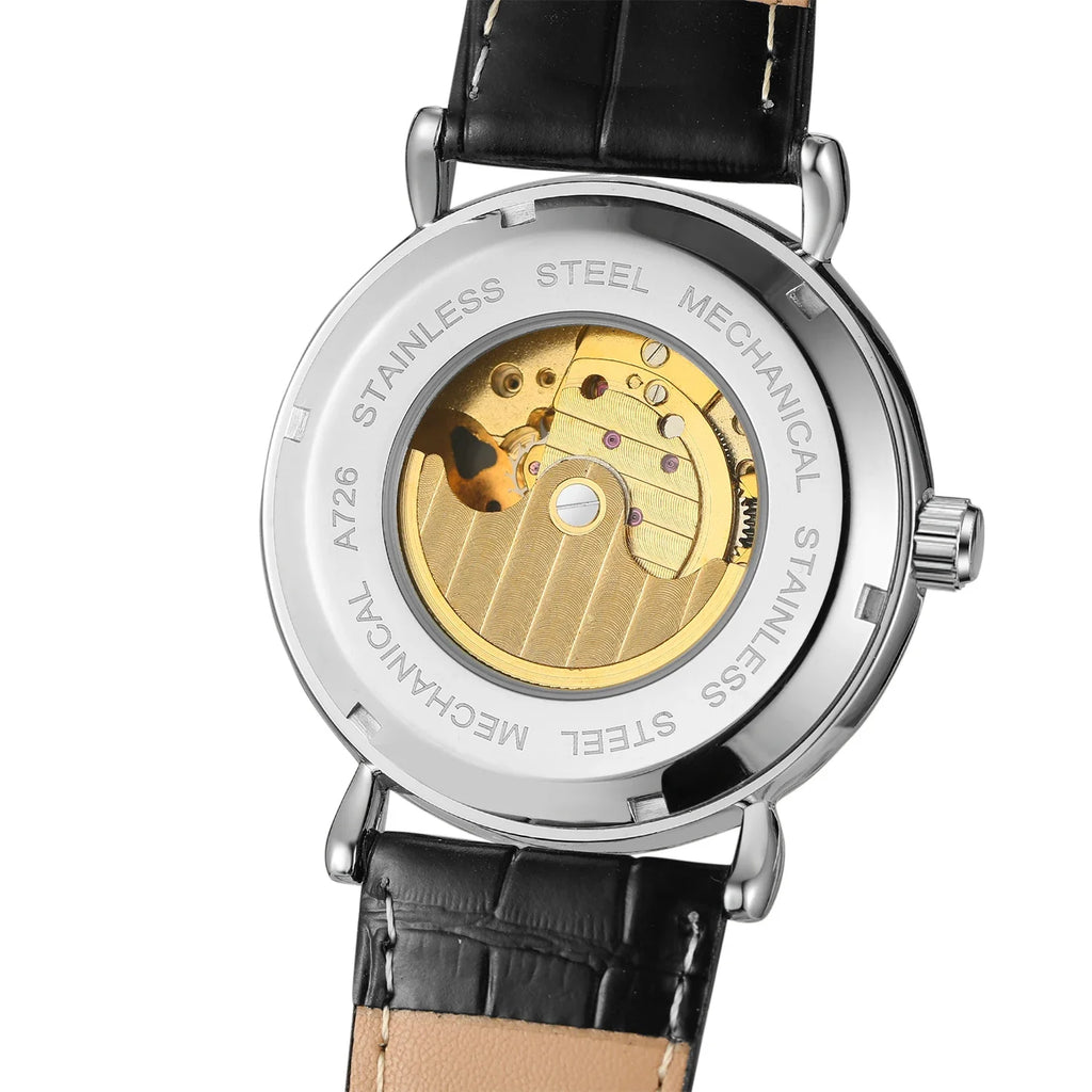 T-Winner Men’s Moon Phase Automatic Watch – Leather Strap Mechanical Dive Wristwatch