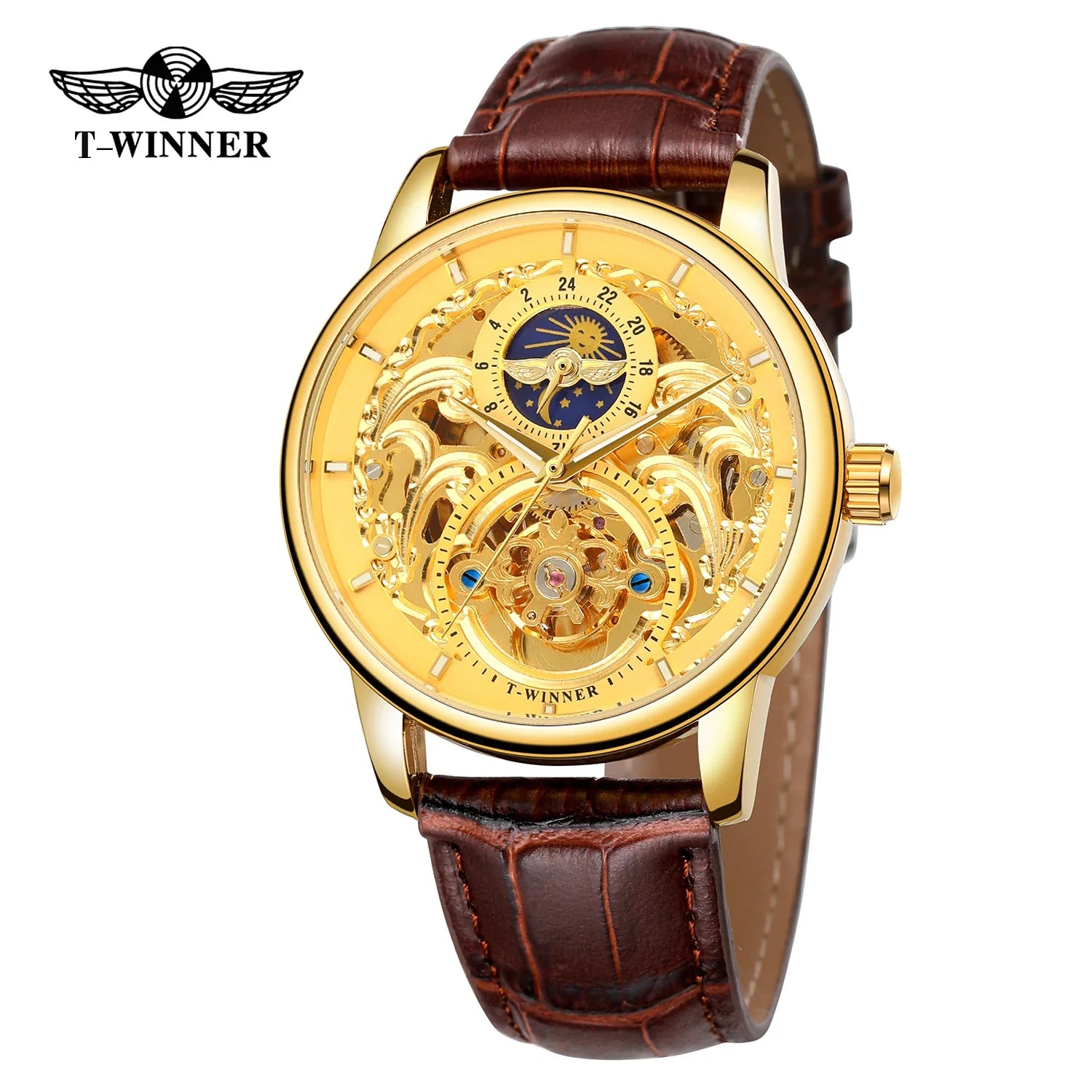 T-WINNER Luxury Automatic Mechanical Watch for Men – Leather Strap