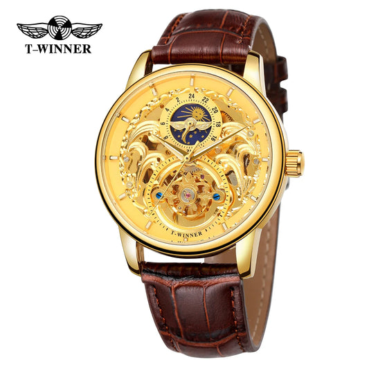 T-WINNER Luxury Automatic Mechanical Watch for Men – Leather Strap
