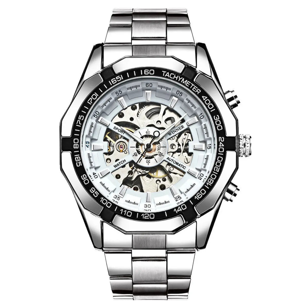 T-WINNER Men’s Mechanical Watch – Luxury Stainless Steel Chronograph Business Watch