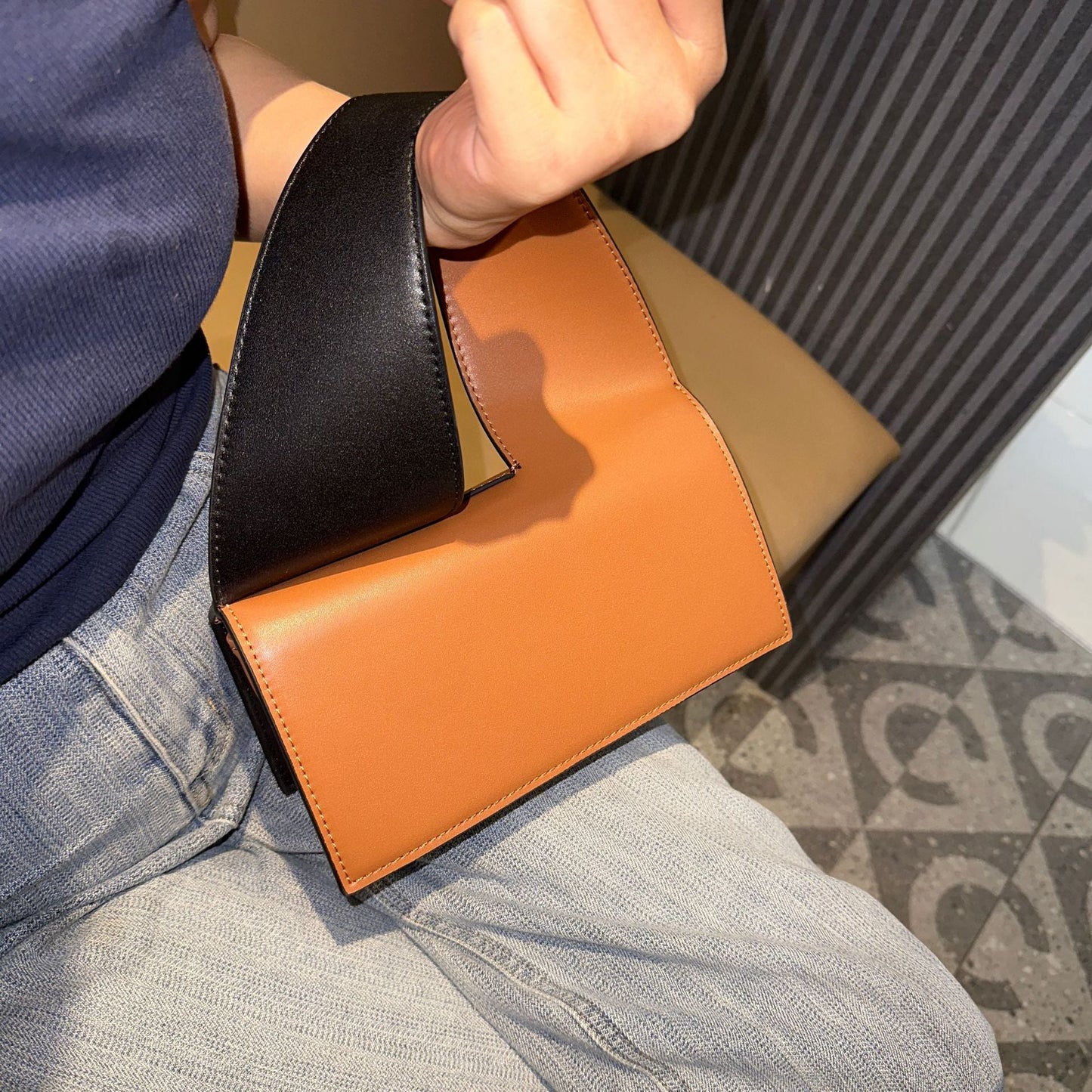 Color Block Crossbody Bag for Women – Trendy PU Shoulder Handbag with Wide Strap