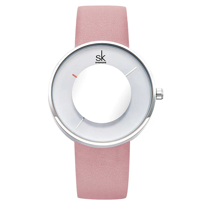 SK Women’s Quartz Watch – Elegant Leather Band, Waterproof Casual Wristwatch