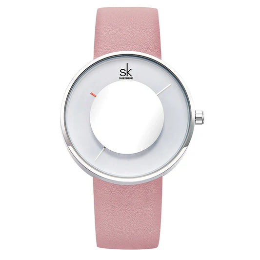 SK Women’s Quartz Watch – Elegant Leather Band, Waterproof Casual Wristwatch
