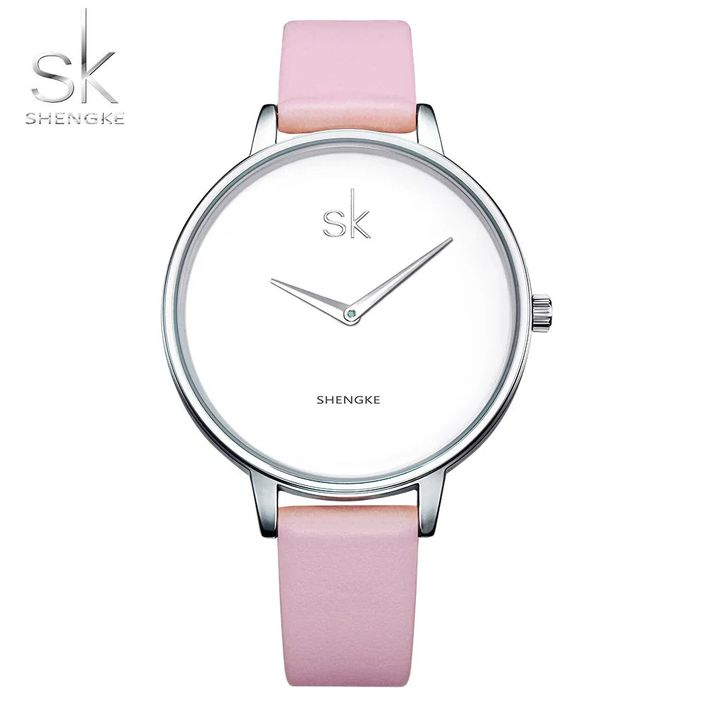 SK Women’s Quartz Watch – Leather Strap Wristwatch with 3ATM Waterproof Design