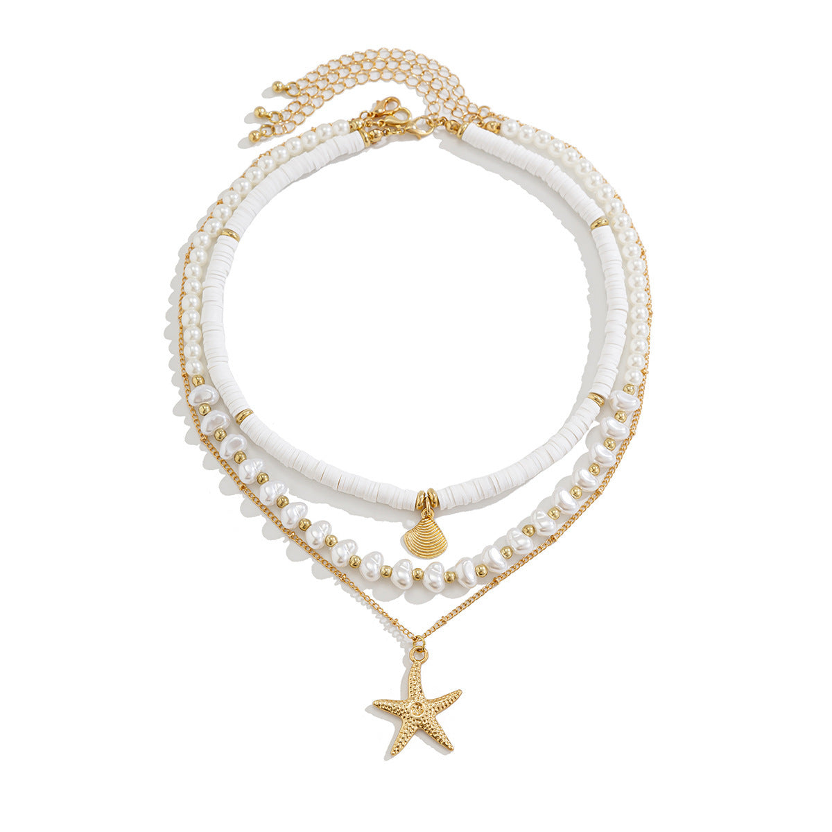 Coastal Charm Bead Mix Necklace for Women – Fashionable Alloy Jewelry