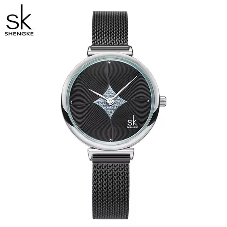 SK Fashion Women’s Quartz Watch – Waterproof Stainless Steel Band, Rhinestone Accent
