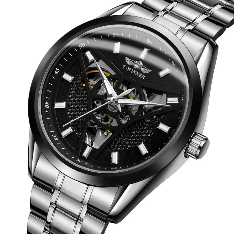T-WINNER Automatic Mechanical Watch for Men – Stainless Steel Business Timepiece