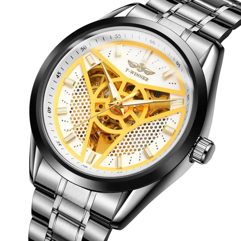 T-WINNER Automatic Mechanical Watch for Men – Stainless Steel Business Timepiece