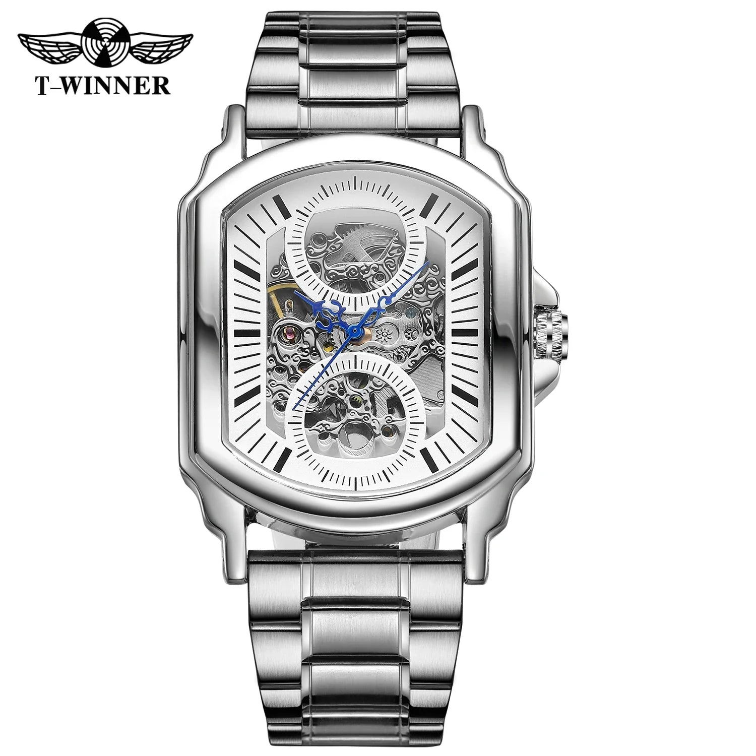 T-Winner Luxury Automatic Mechanical Watch for Men – Square Stainless Steel Timepiece