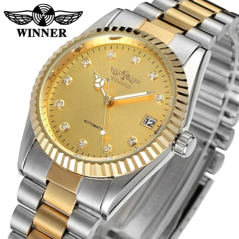 T-Winner Men's Classic Gold Mechanical Watch – Luxury Skeleton Watch
