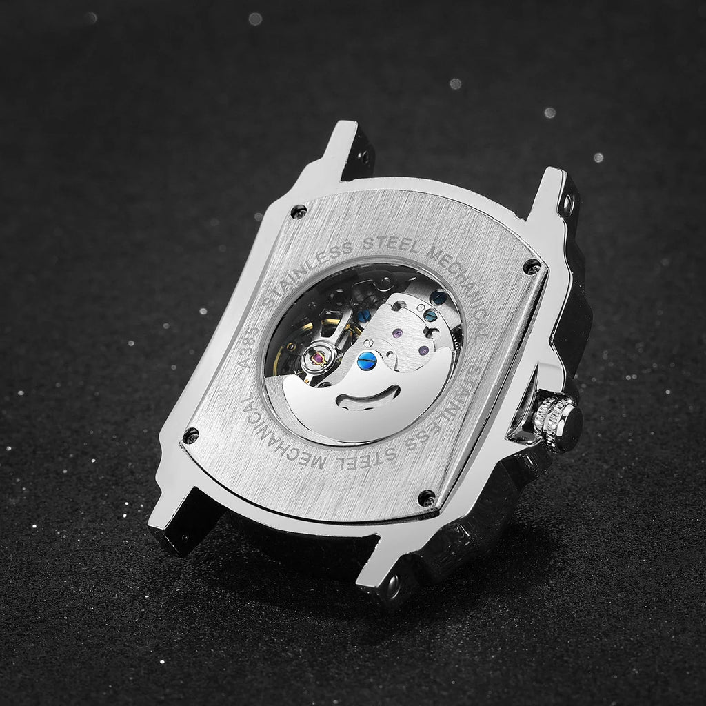 T-Winner Luxury Automatic Mechanical Watch for Men – Square Stainless Steel Timepiece
