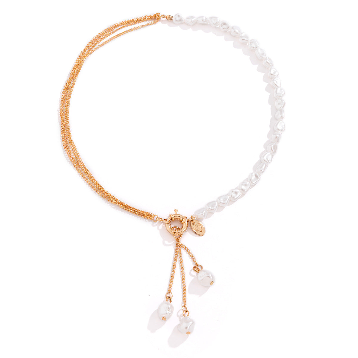 Baroque Pearl Chain Necklace – Irregular Gold Clavicle Necklace for Women