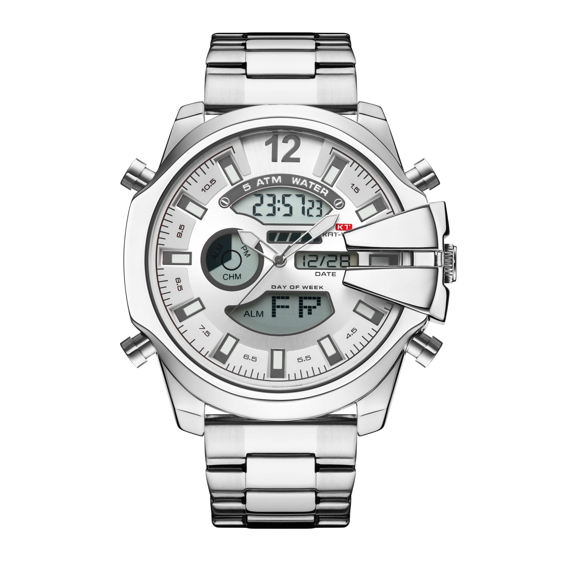 KAT 1183 Double Display Alarm Clock Led Sports Steel Watch for Men
