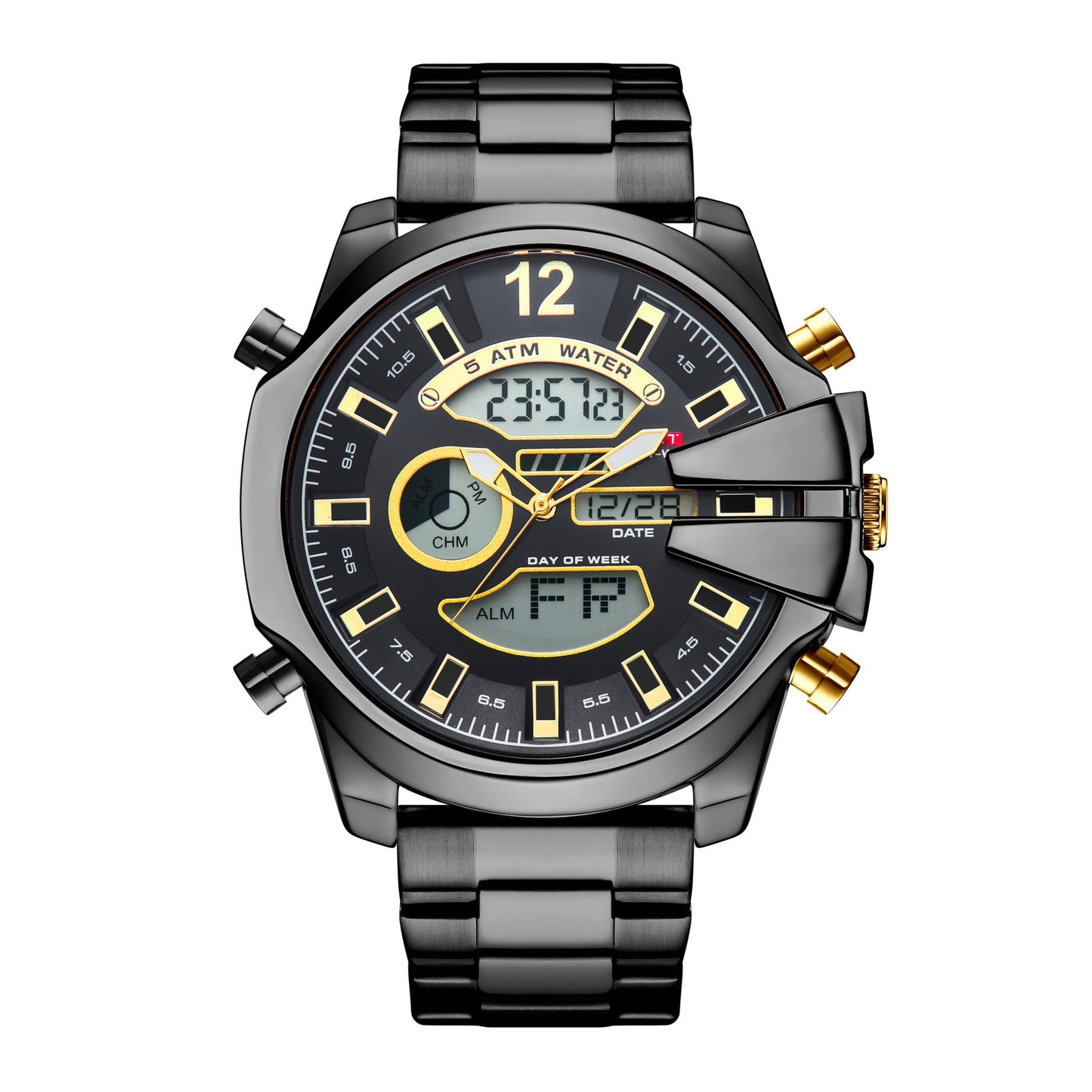 KAT 1183 Double Display Alarm Clock Led Sports Steel Watch for Men