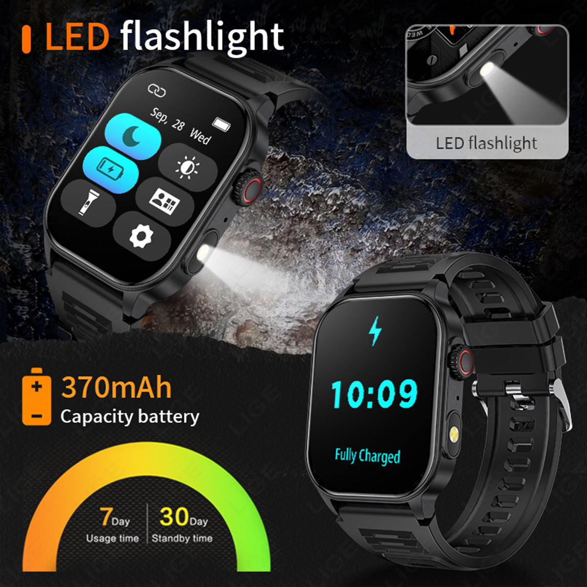 KM02 Smart watch 2" Bluetooth Sports Heart Rate Blood Pressure Health Monitoring Watch