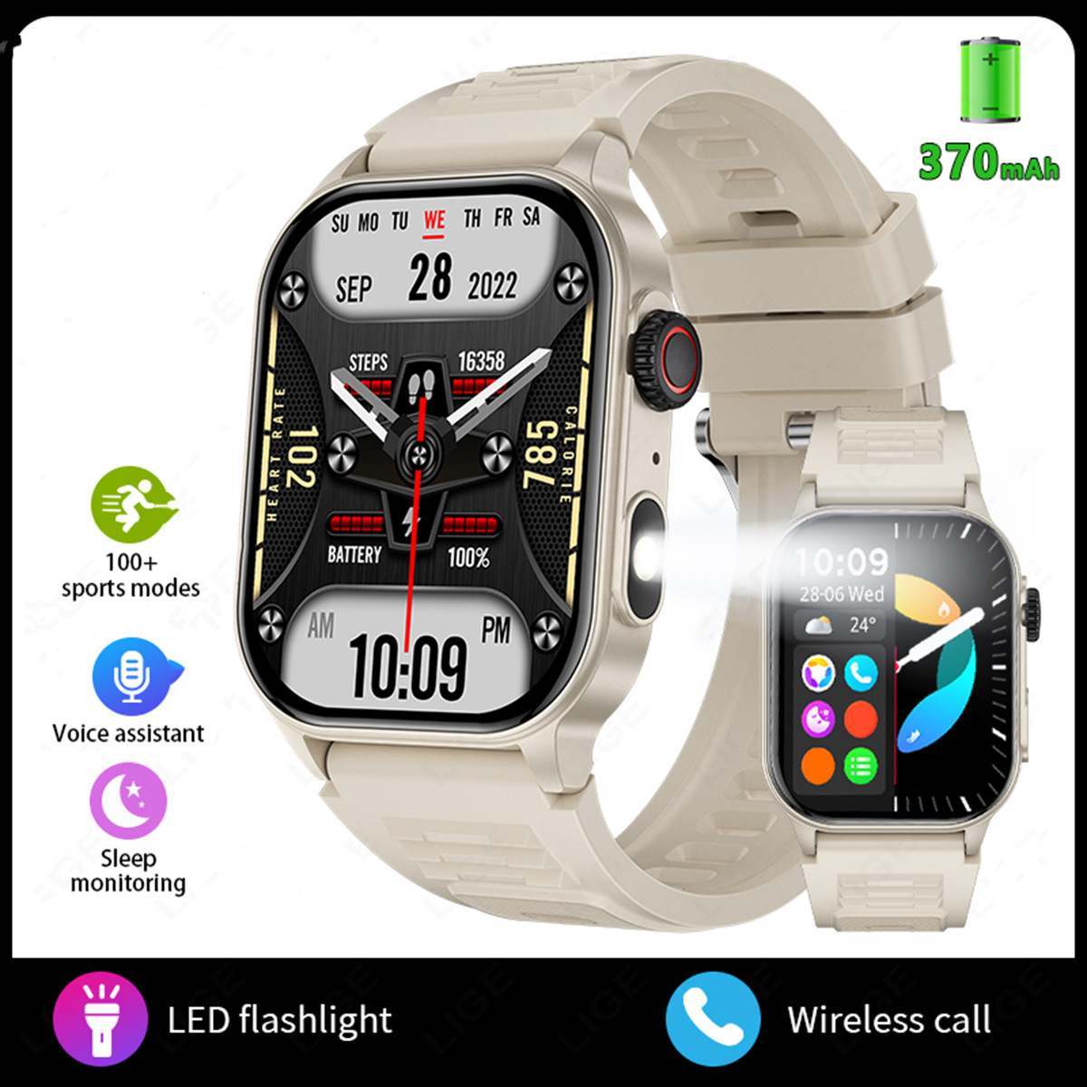 KM02 Smart watch 2" Bluetooth Sports Heart Rate Blood Pressure Health Monitoring Watch