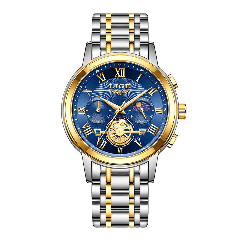Lige Quartz Watch Luminous Moon Phase Multifunctional watch for Men LG89106