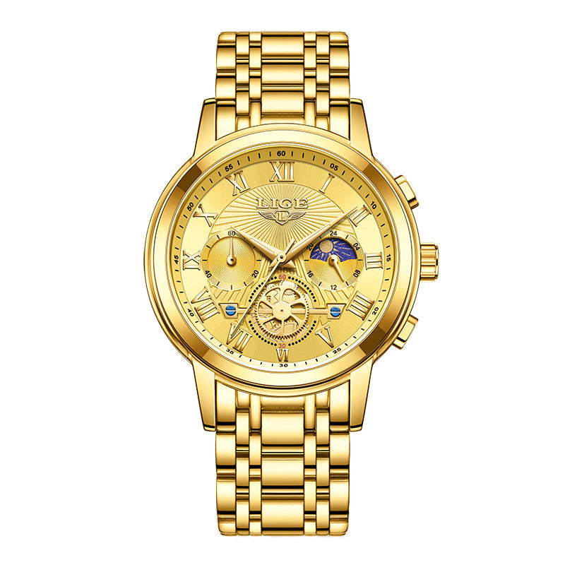 Lige Quartz Watch Luminous Moon Phase Multifunctional watch for Men LG89106