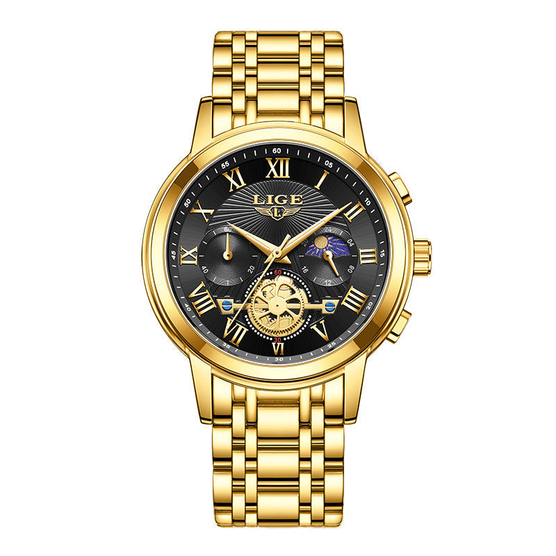 Lige Quartz Watch Luminous Moon Phase Multifunctional watch for Men LG89106