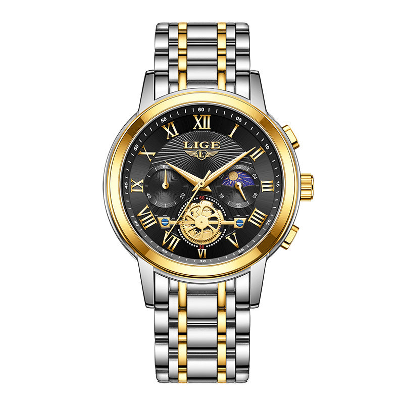 Lige Quartz Watch Luminous Moon Phase Multifunctional watch for Men LG89106