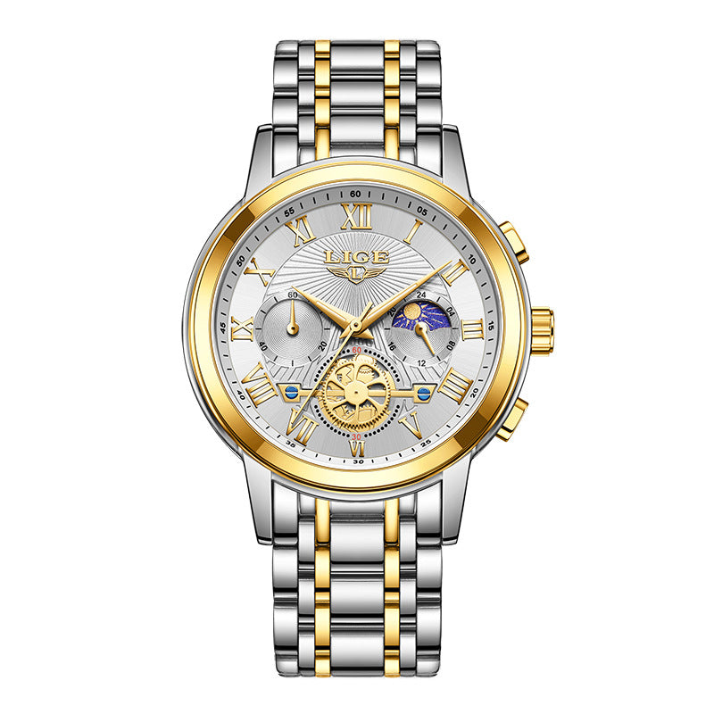 Lige Quartz Watch Luminous Moon Phase Multifunctional watch for Men LG89106