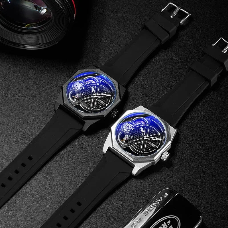 Linke LK9007 Tonneau-shaped Skeleton Automatic Watch For Men