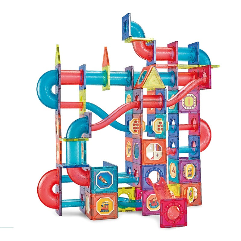 Magnetic Diy Assembly Building Track Rolling Ball Magnetic Connecting Blocks 199Pcs