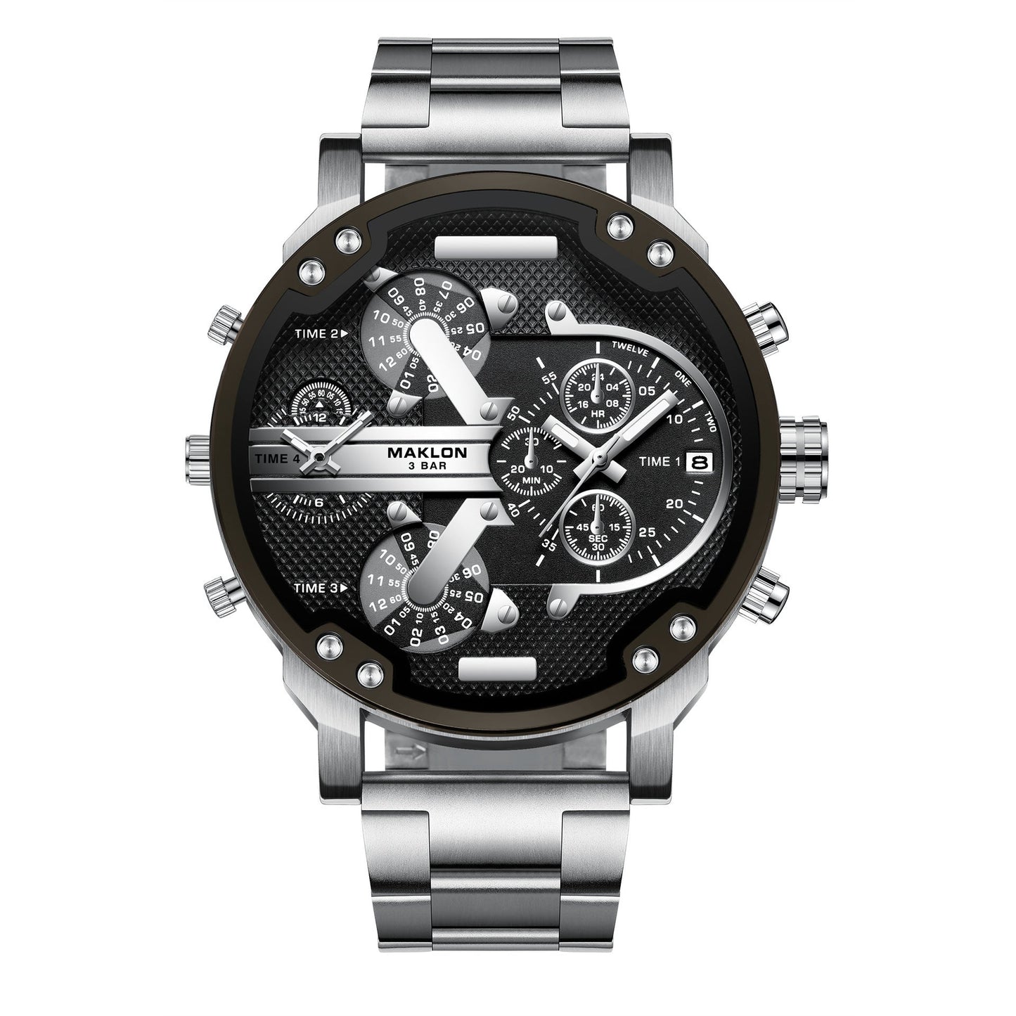 Maklon Large Dial 2 Time Quartz watch for Men