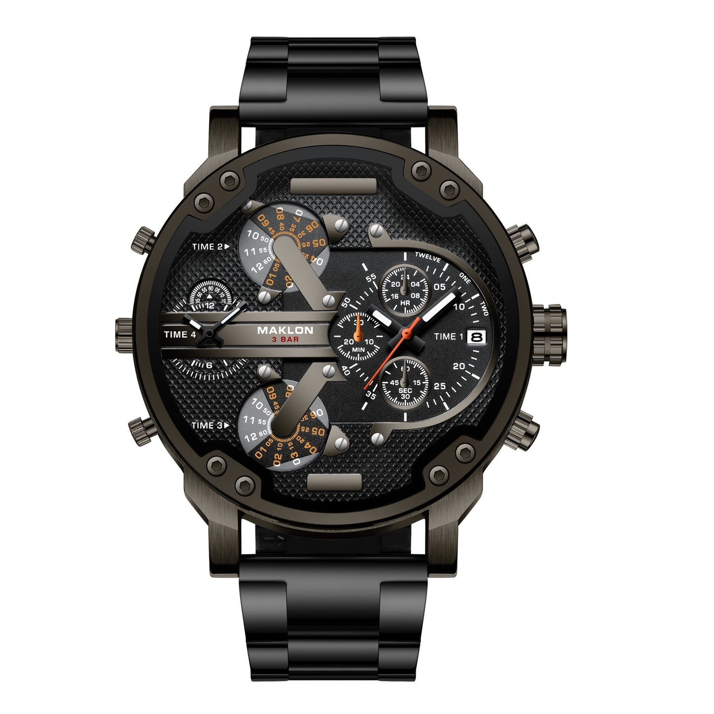 Maklon Large Dial 2 Time Quartz watch for Men