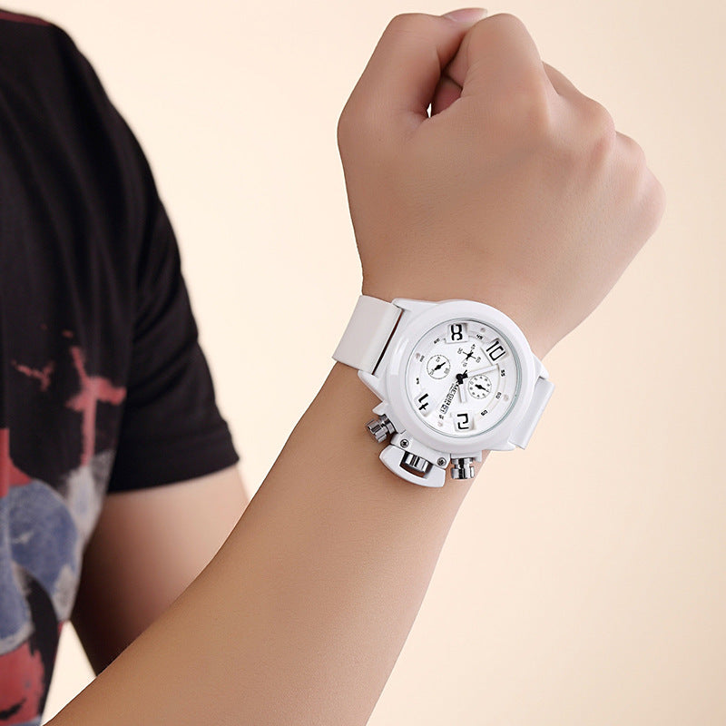 Megir Multifunctional Sports Silicone Band 3D Engraved Dial Quartz Watch For Men MG2002