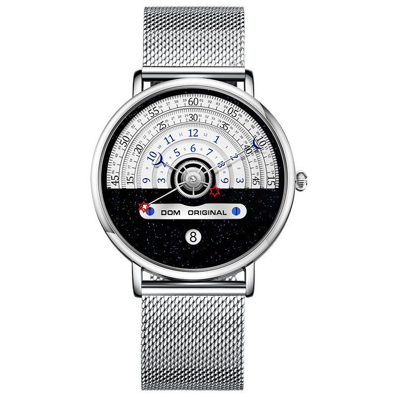 New star moon day and night watch calendar wheel time display Quartz Watch For Men