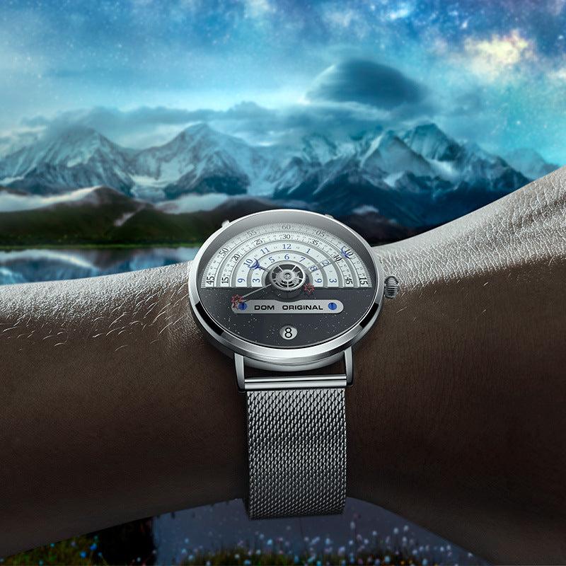 New star moon day and night watch calendar wheel time display Quartz Watch For Men