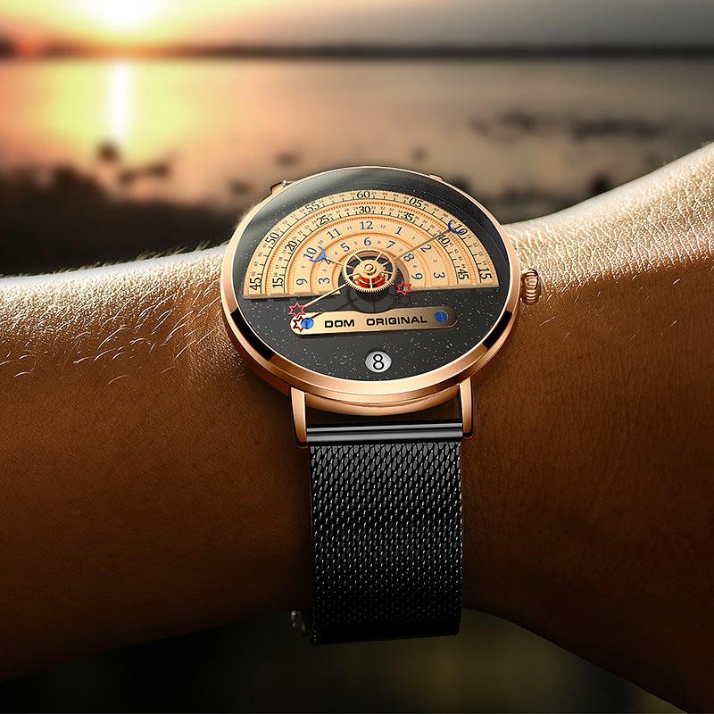 New star moon day and night watch calendar wheel time display Quartz Watch For Men