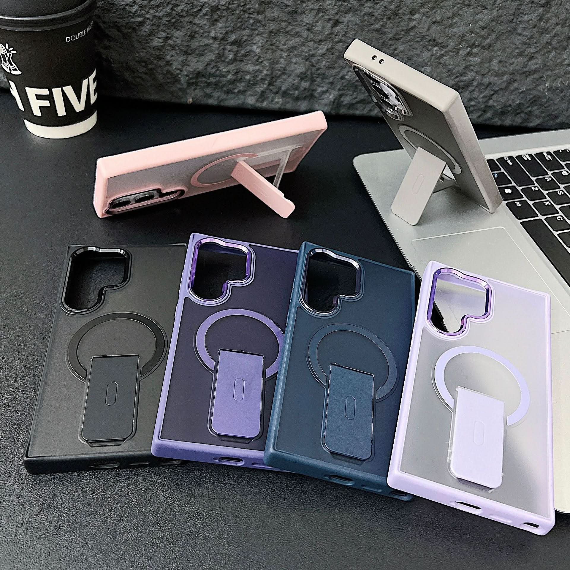 Magnetic Stand Case for Samsung S25 Series – Frosted Anti-Fall