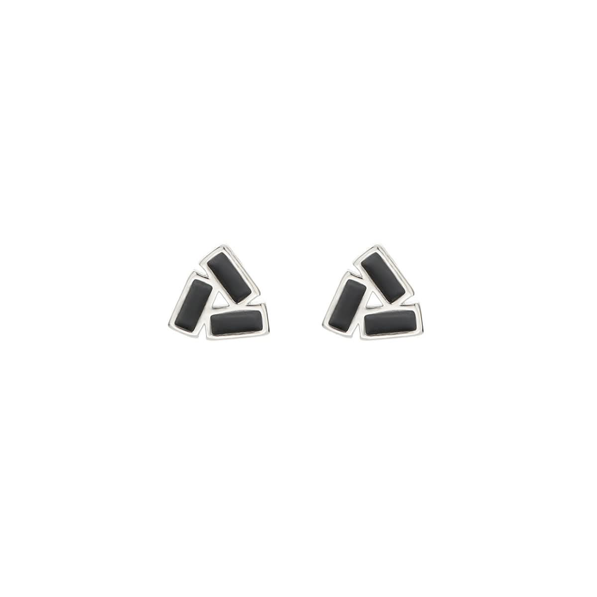 Men's Black Triangle Stud Earrings – Geometric Hip-Hop Jewelry