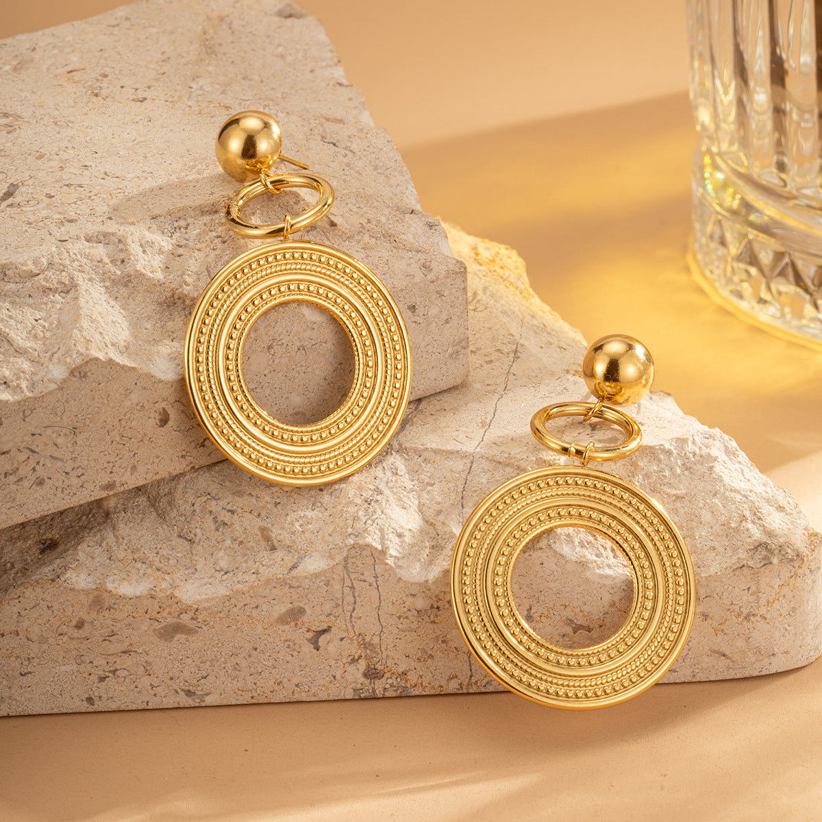 Gold Tassel Drop Earrings – Titanium Steel Multi-Layered Statement Jewelry for Women