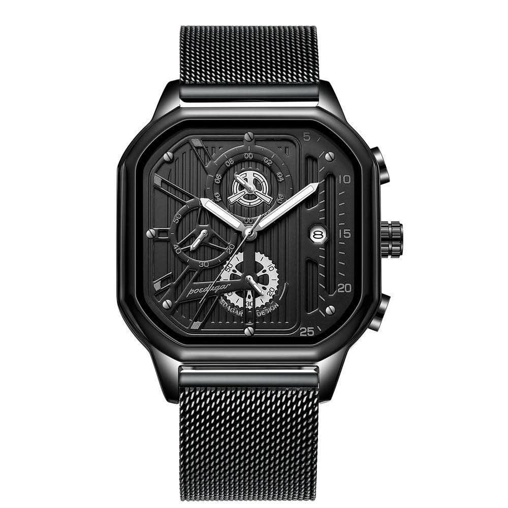 Men’s Trendy Quartz Chronograph Watch – Stainless Steel, Luminous Dial