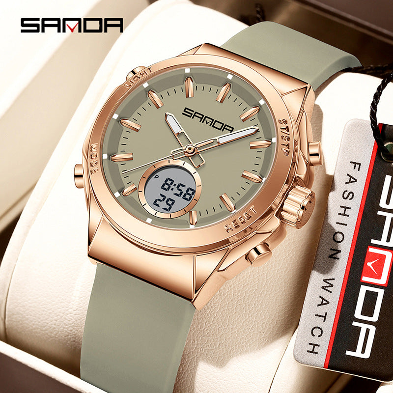 SANDA Youth Dual Display Sports Watch – Waterproof Multifunction Student Watch